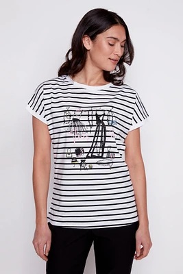 Fashion design stripe t-shirt