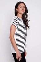 Fashion design stripe t-shirt