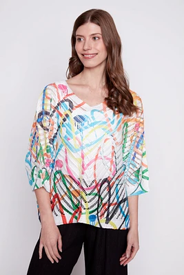 Colorful abstract hearts crochet top