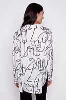 Picasso print satin blouse