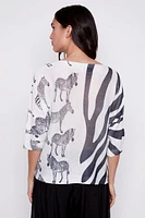 Zebra print knit sweater