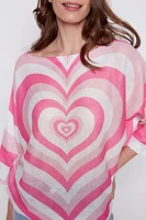 Heart print knit sweater