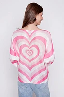 Heart print knit sweater