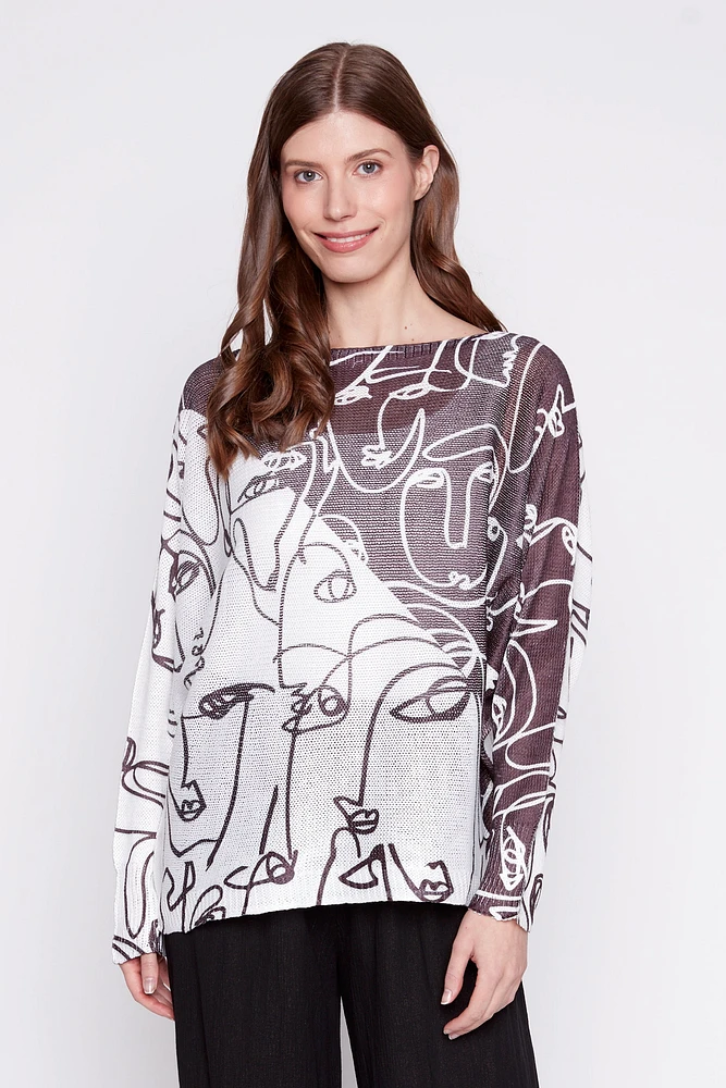 Picasso print knit sweater