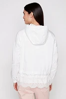 Lace hem hooded jacket