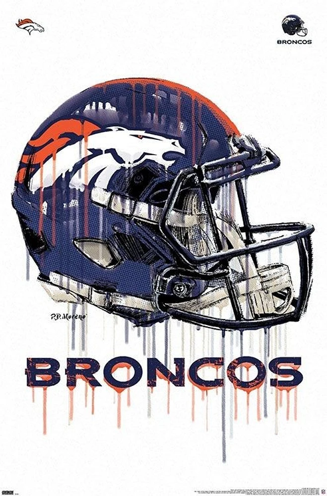 NFL Wall Poster Drip Helmet Broncos