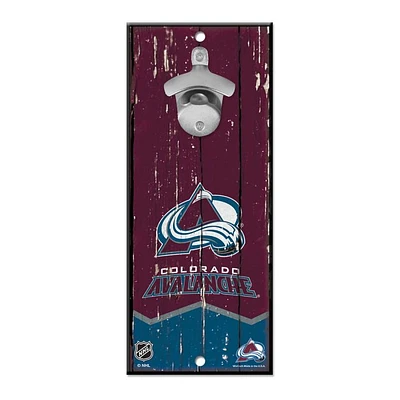 NHL Wooden Bottle Opener Sign Avalanche