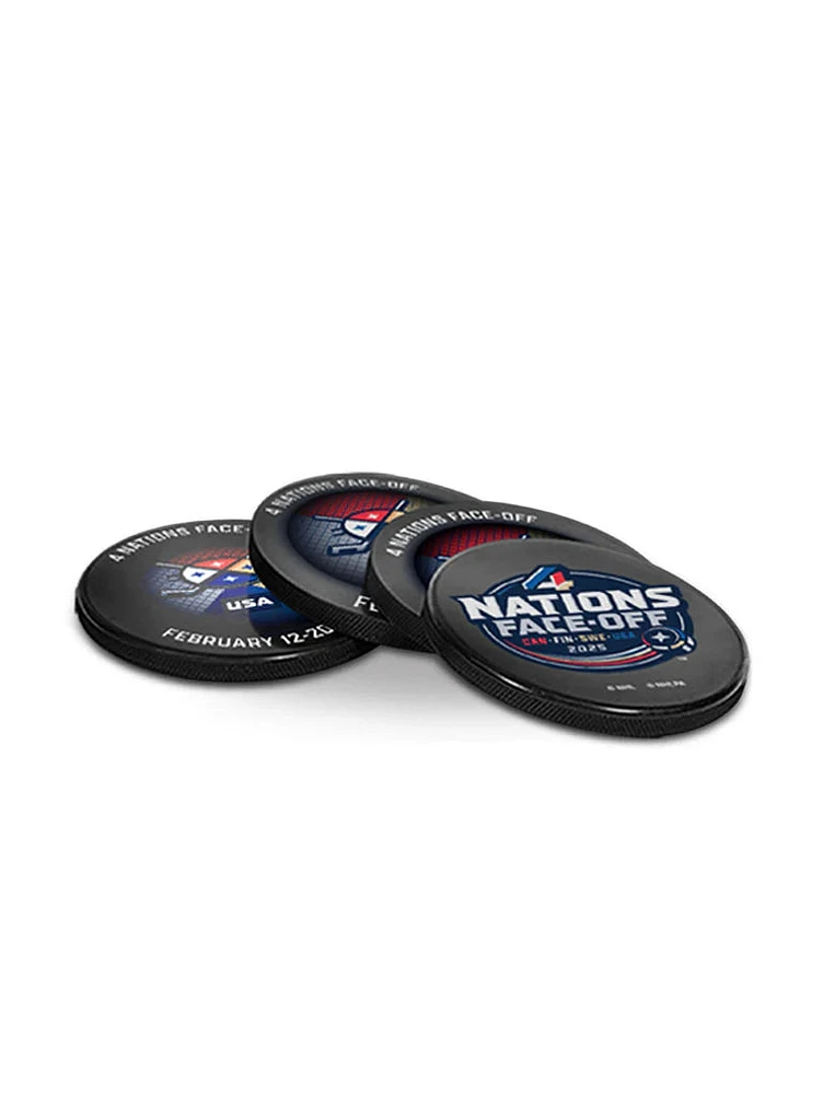 4 Nations Face-Off Puck Drink Coasters Set