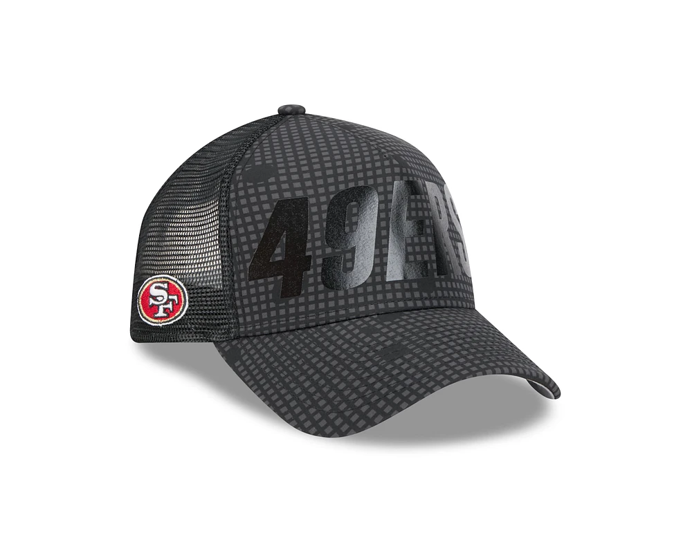 NFL Hat 940 A-Frame Trucker Snapback Midnight Ink Tonal Text 49ers