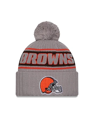 NFL Knit Hat 2024 Cold Weather Sport Knit W/ Pom Grey Browns