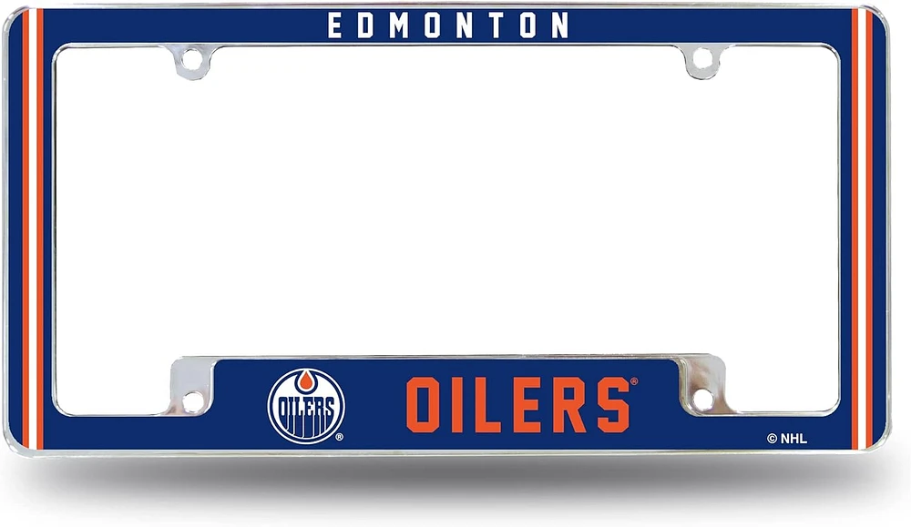 NHL License Plate Frame Chrome Oilers