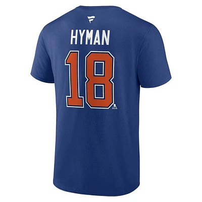 NHL Player T-Shirt Authentic Stack Zach Hyman Oilers (Bright Blue)