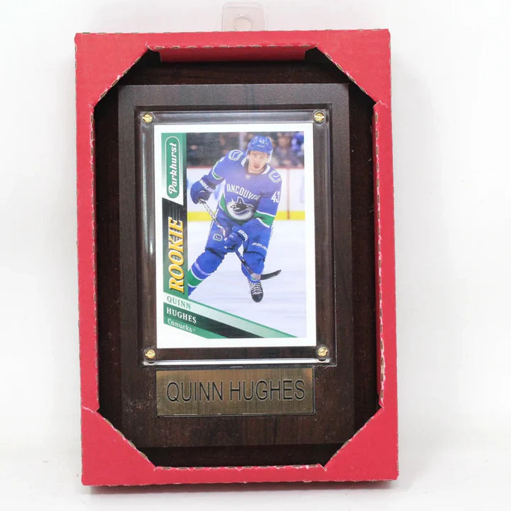 NHL Collectible Plaque with Card 4x6 Parkhurst Home Jersey Quinn Hughes Canucks