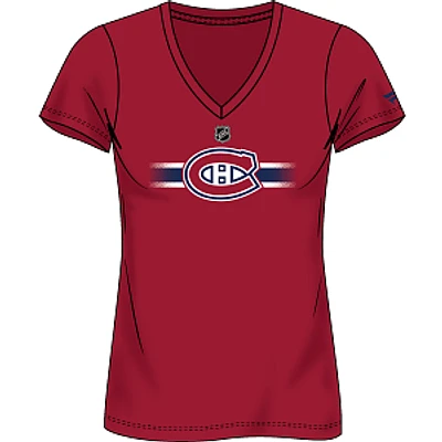 NHL Ladies Shirt V-Neck Stripes Canadiens