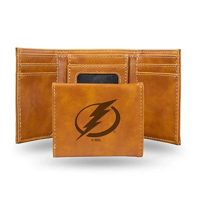NHL Wallet Leather Laser Engraved Tri-Fold Lightning (Brown)