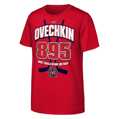 NHL Youth Player T-Shirt Cross Sticks All-Time Leading Goal Scorer Alex Ovechkin Capitals