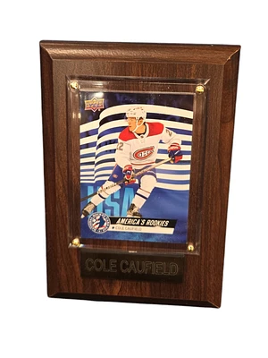 NHL Collectible Plaque with Card 4x6 Parkhurst America's Rookie Cole Caufield Canadiens