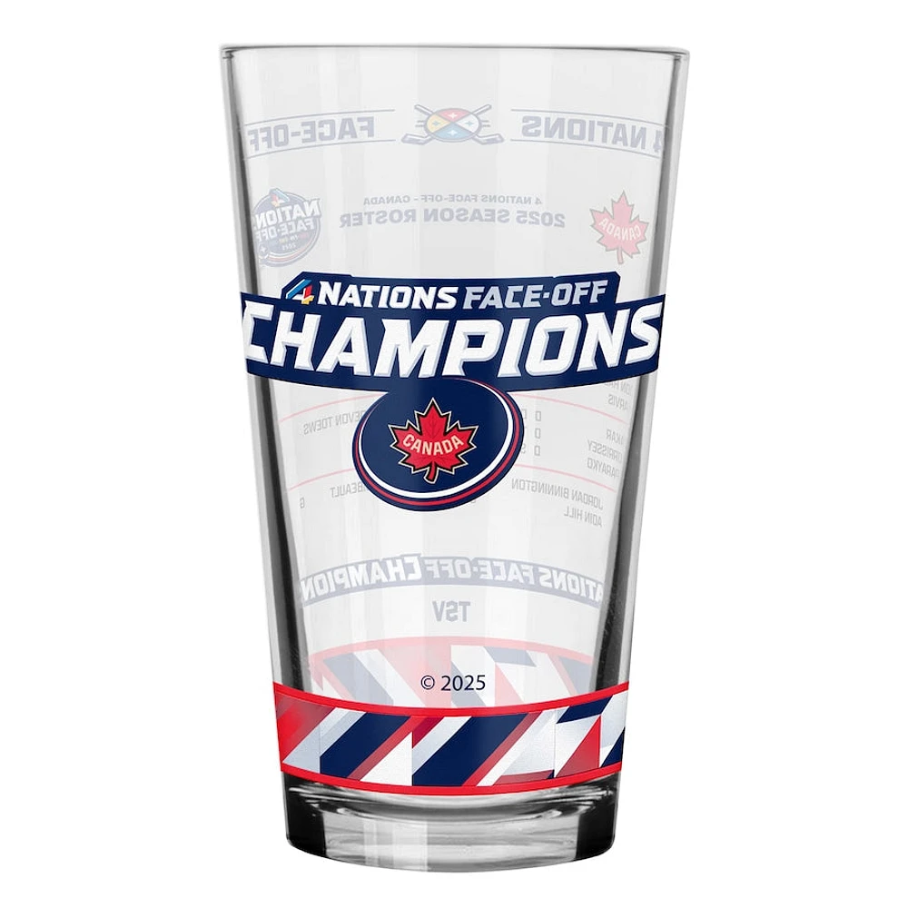 NHL 4 Nations Face-Off 2025 Canada Champions 16oz. Roster Mixing Glass