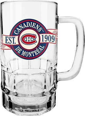 NHL Beer Mug 18 Oz Glass Banner Design Canadiens