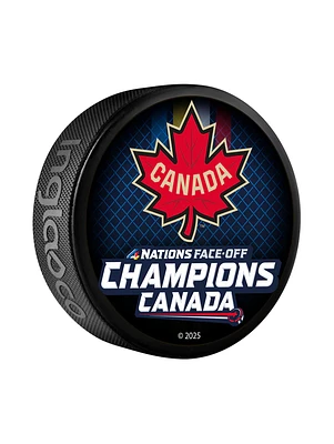 NHL 4 Nations Face-Off 2025 Canada Champions Roster Souvenir Collectors Puck