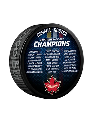 NHL 4 Nations Face-Off 2025 Canada Champions Roster Souvenir Collectors Puck