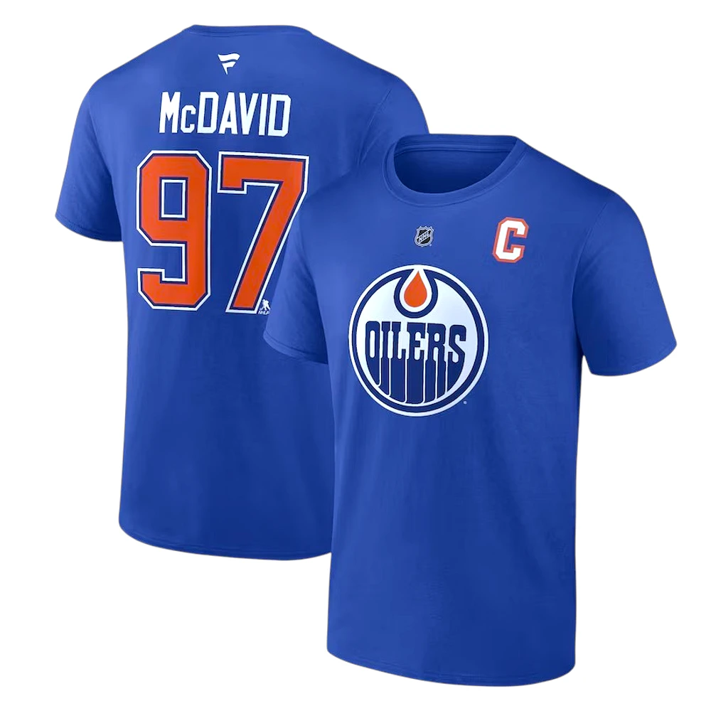 NHL Player T-Shirt Authentic Stack Connor McDavid Oilers (Bright Blue)