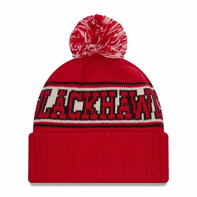 NHL Knit Hat Retro with Pom Blackhawks