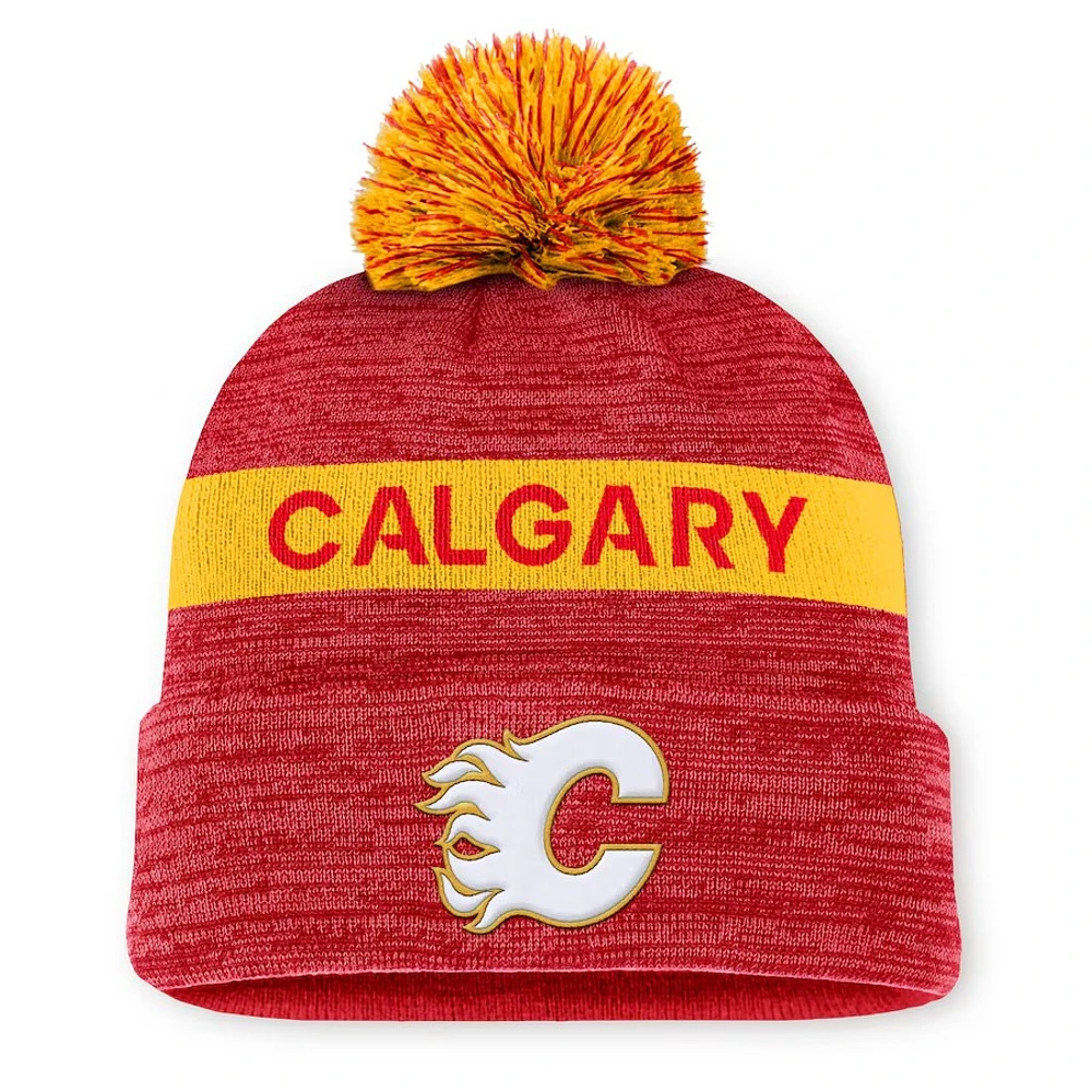 NHL Knit Hat Authentic Pro Rink Cuffed with Pom 2024 Flames