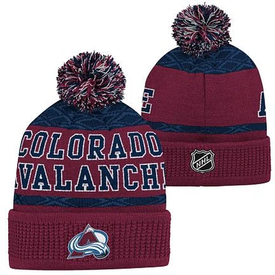 NHL Youth Knit Hat Puck Pattern Cuff Avalanche