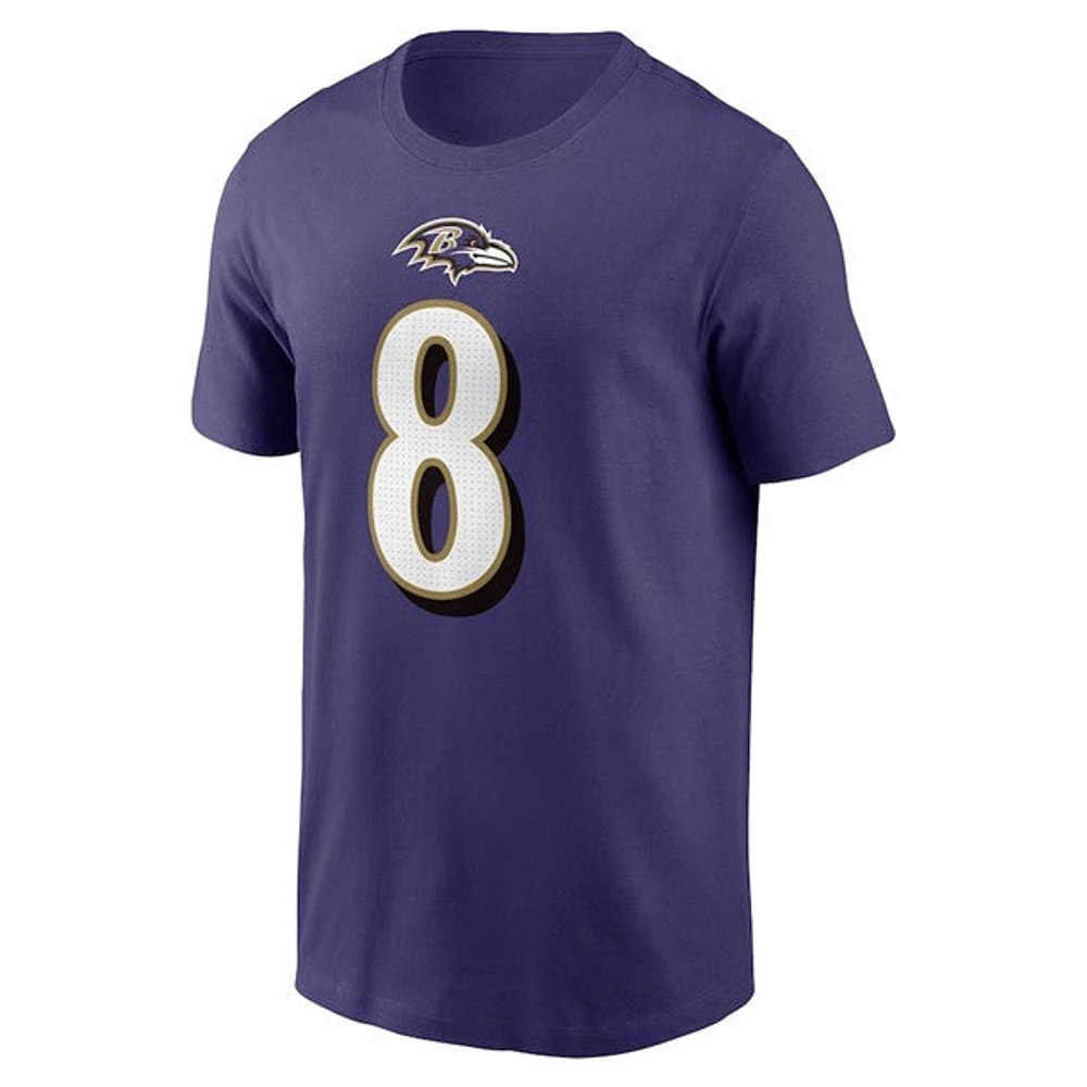 NFL Player T-Shirt Name And Number Lamar Jackson Ravens (Purple)