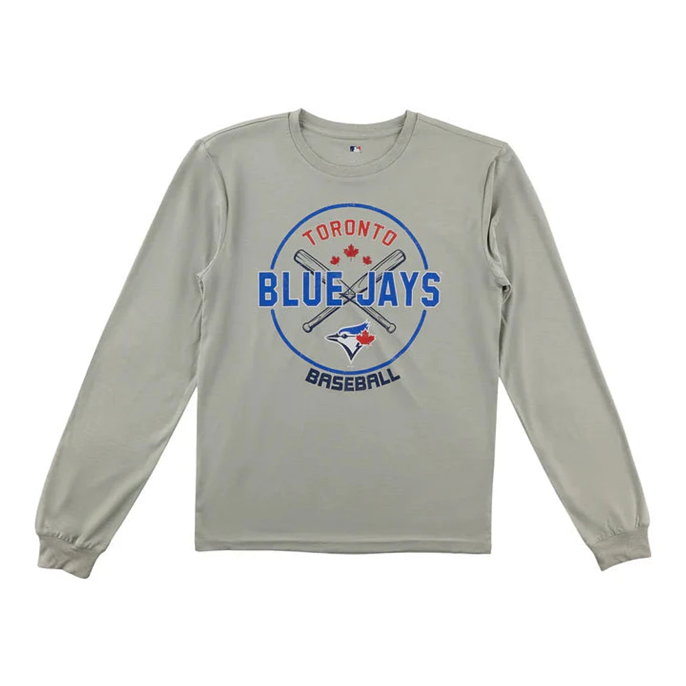 MLB Long Sleeve Poly Shirt Distressed Blue Jays