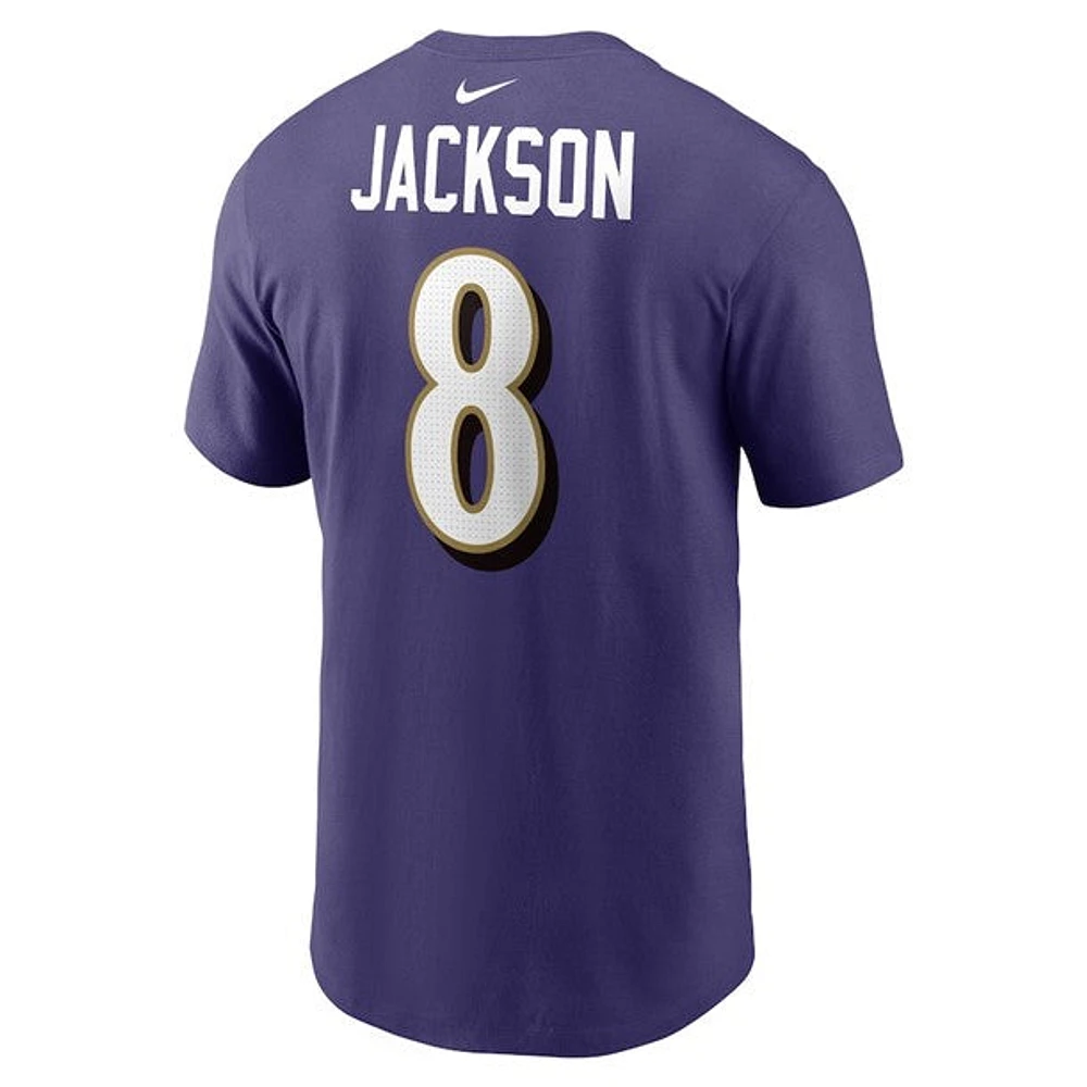 NFL Player T-Shirt Name And Number Lamar Jackson Ravens (Purple)