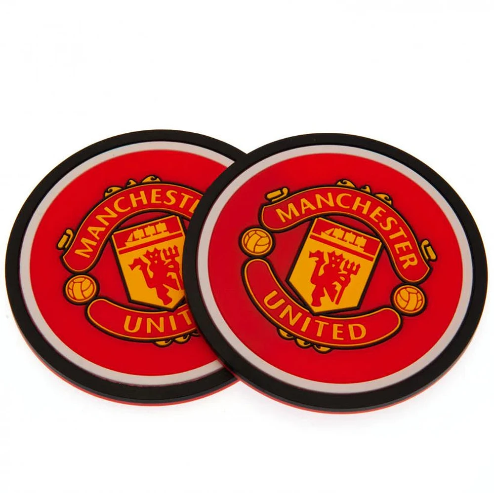 EPL Coasters 2Pk Silicone Manchester United FC