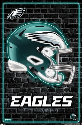 NFL Wall Poster Neon Helmet Eagles
