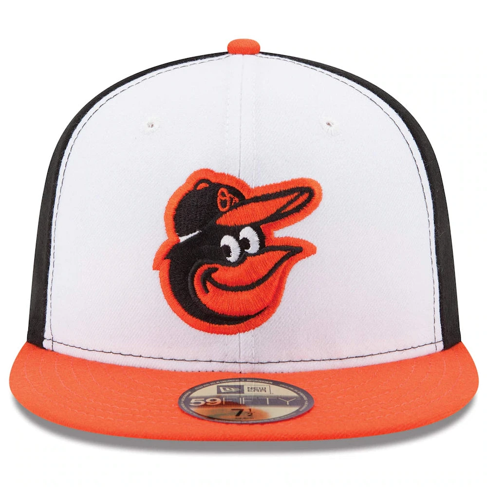 MLB Hat 5950 ACPerf Home Orioles (White and Orange)