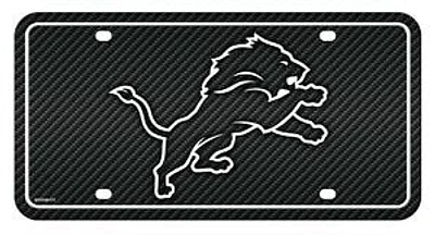 NFL License Plate Metal Carbon Fiber Design Lions