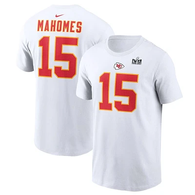 NFL Player T-Shirt Name And Number Superbowl LVIII Patrick Mahomes Chiefs (White)