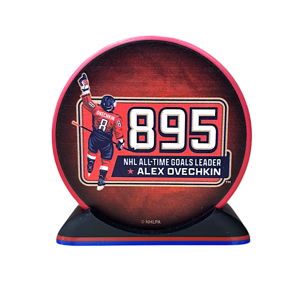 Puck Display Stand Red & Blue