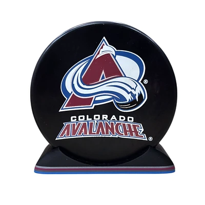 Puck Display Stand Silver, Magenta and Blue