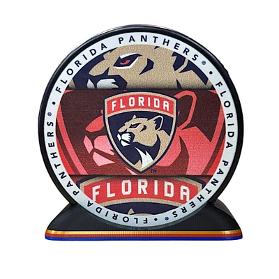 Puck Display Stand Gold, Red & Blue