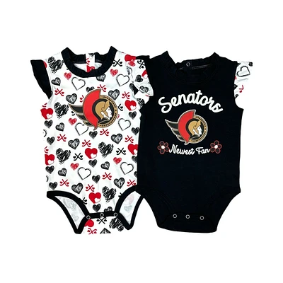 NHL Infant Girl Hockey Hearts 2pc Creeper Set Senators