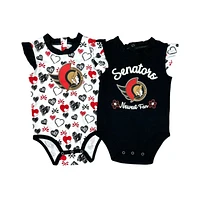 NHL Infant Girl Hockey Hearts 2pc Creeper Set Senators