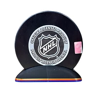 Puck Display Stand Gold, Red & Blue
