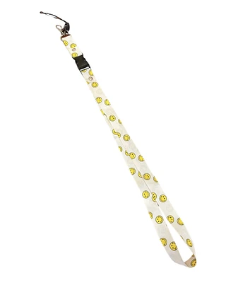 Happy Face Lanyard (White)