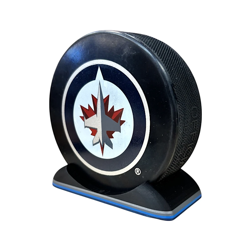 Puck Display Stand Silver, Grey & Blue