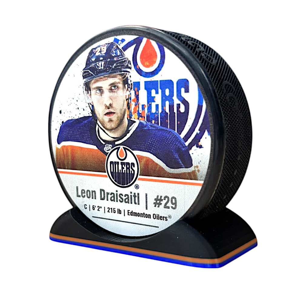 Puck Display Stand Orange & Blue