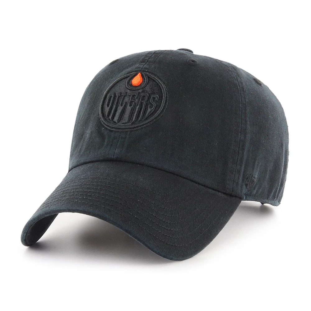 NHL Hat Clean Up Black On Black Oilers