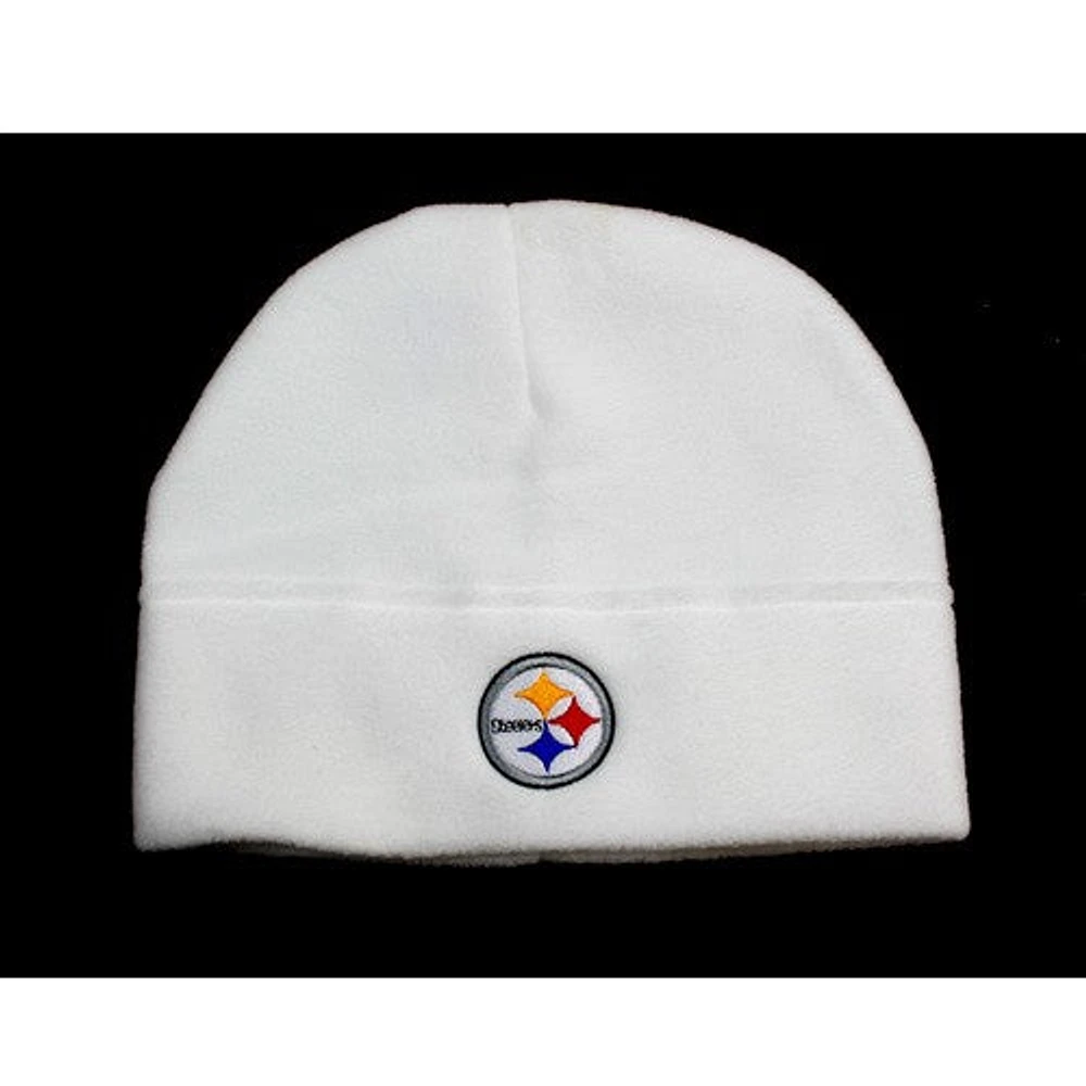 NFL Knit Hat Beanie White Classic Fleece Logo Steelers