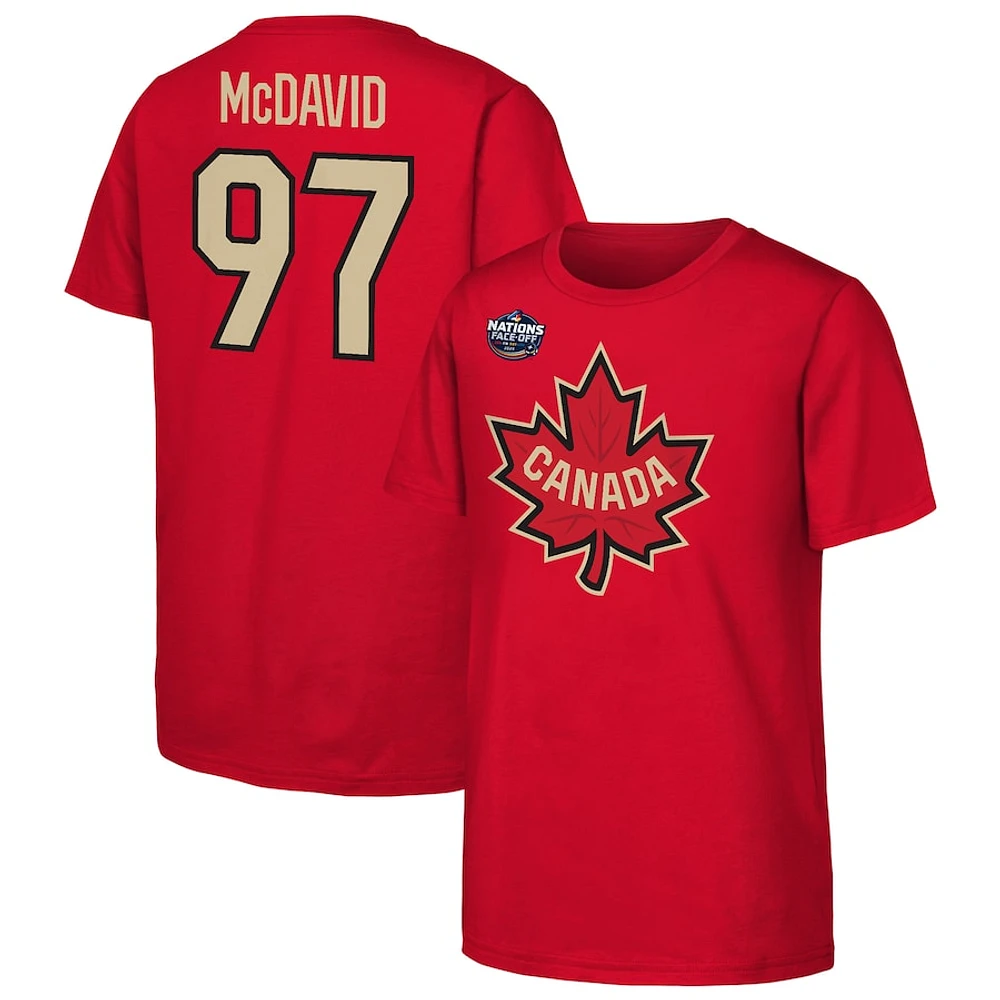 NHL Player T-Shirt Authentic Stack 4 Nations Team Canada Connor McDavid