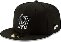 MLB Hat 5950 Basic Black and White Marlins